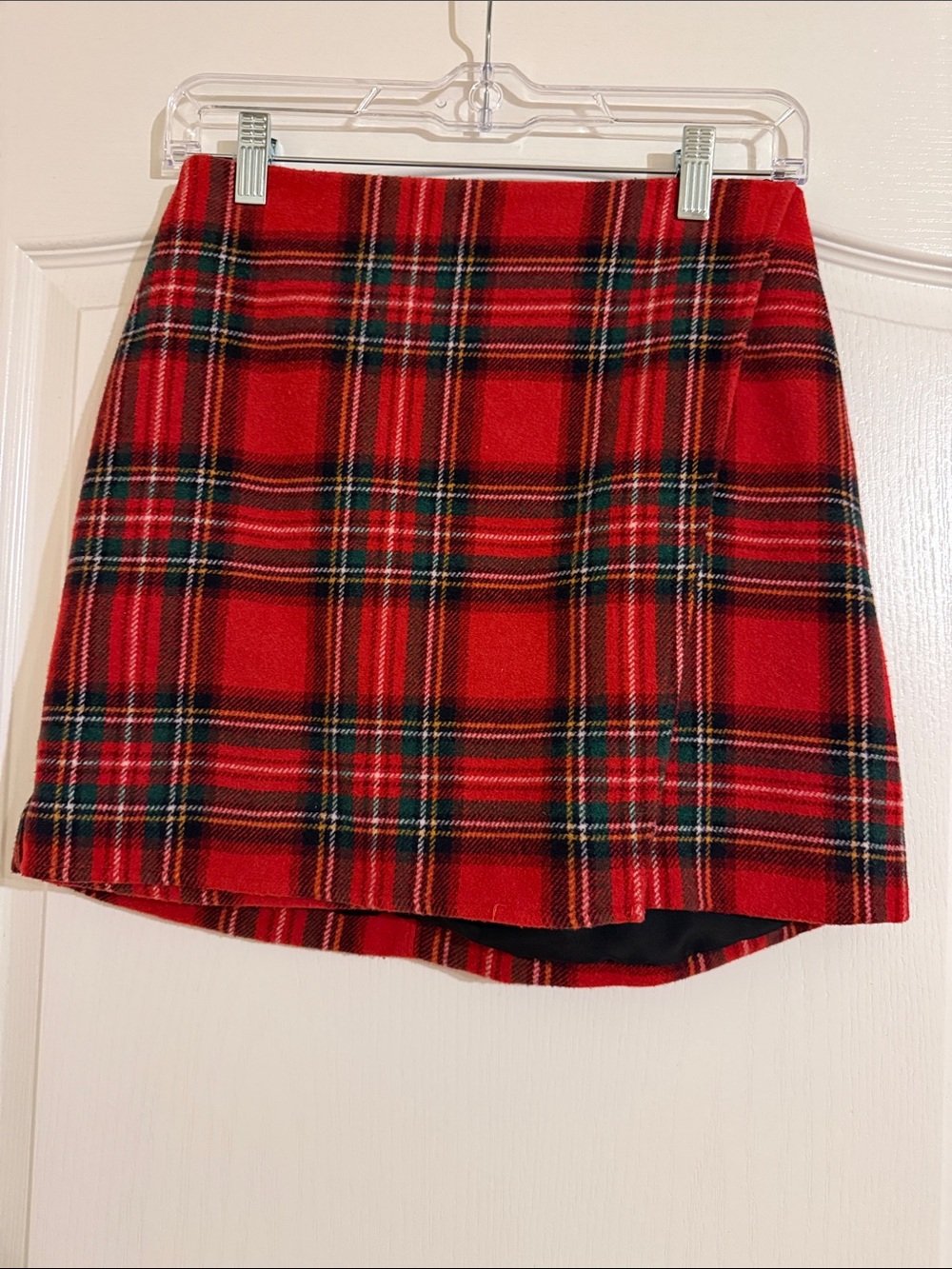Hollister Red Plaid Mini Skirt with Black & Green Accents